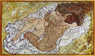 Liebespaar III (maleri på lærred) af Egon Schiele