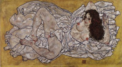 „Liggende kvinde“ af Egon Schiele