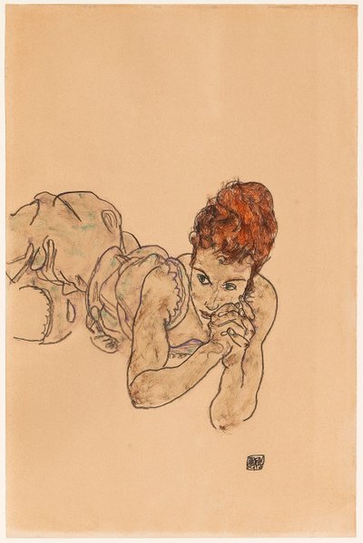 Løgnende kvinde, 1917. af Egon Schiele