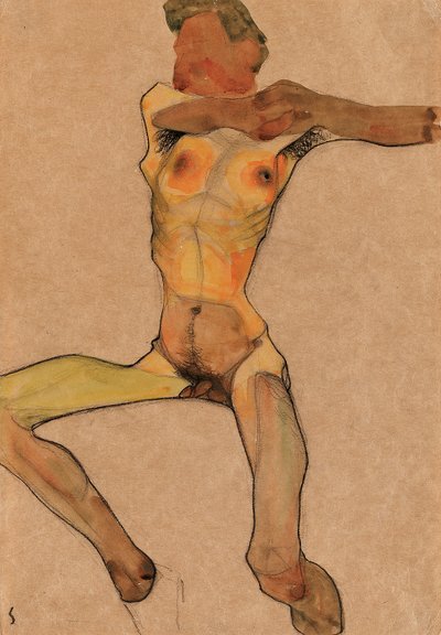 Mand nøgen, gul, 1910 af Egon Schiele