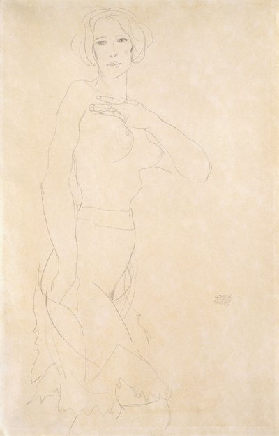 Nøgen pige, 1912 af Egon Schiele