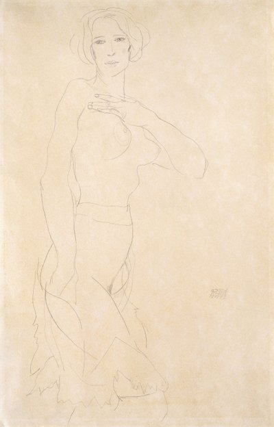 Nøgen pige; Madchenakt, 1912 af Egon Schiele