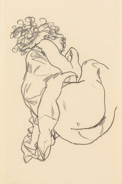 Nøgen liggende; Liegende, 1917 af Egon Schiele
