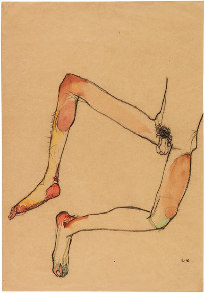 Nøgen mandlig mave, 1910. af Egon Schiele