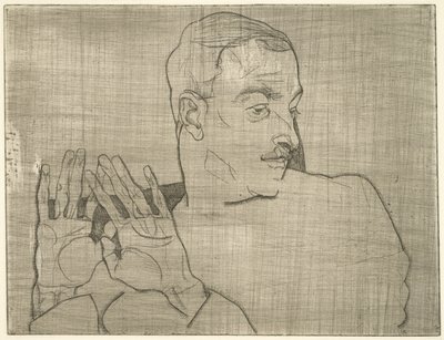 Portræt af Arthur Roessler, 1914 (tørpunkt) af Egon Schiele