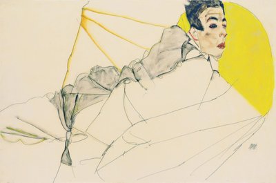 Liggende dreng Erich Lederer, 1913 af Egon Schiele