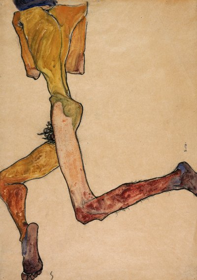 Liggende nøgen mand, 1910 af Egon Schiele