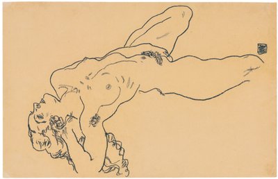 Liggende nøgen, 1918 af Egon Schiele