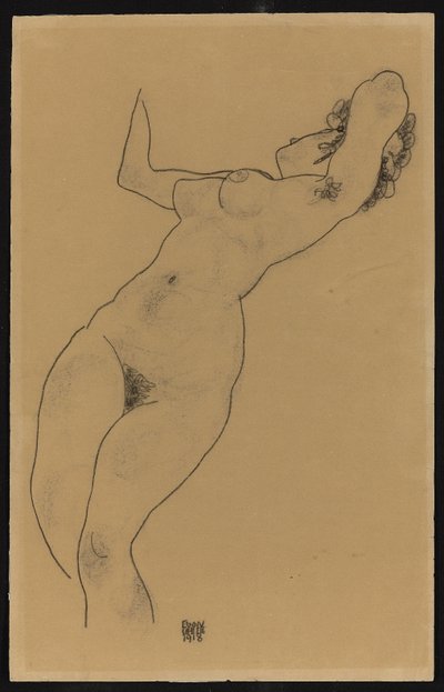 Liggende nøgen, 1918 af Egon Schiele