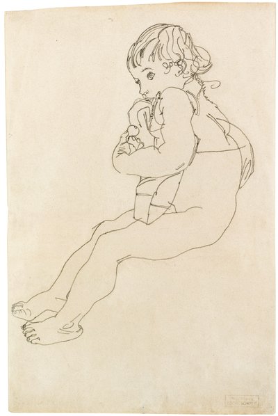 Siddende barn, 1916 af Egon Schiele
