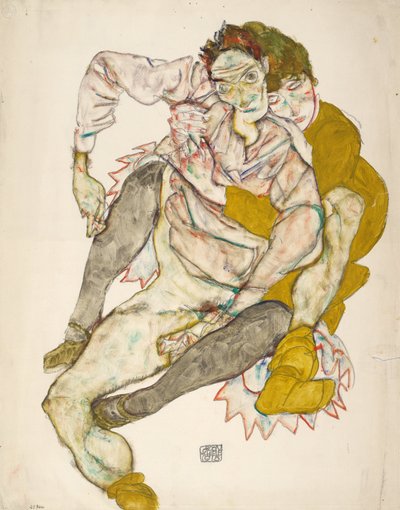 Siddende par af Egon Schiele
