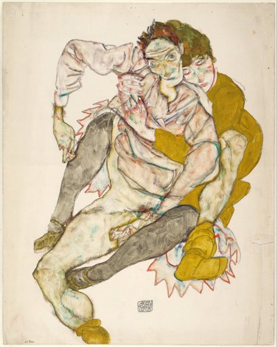 Siddende par, 1915 af Egon Schiele