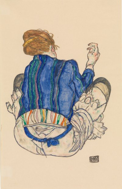 Siddende kvinde, set bagfra, 1917. af Egon Schiele