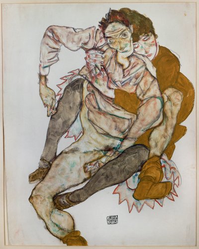 Siddende par af Egon Schiele
