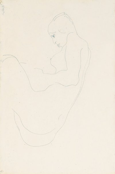 Siddende nøgen, 1912 af Egon Schiele