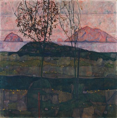 Solnedgang, 1913 af Egon Schiele