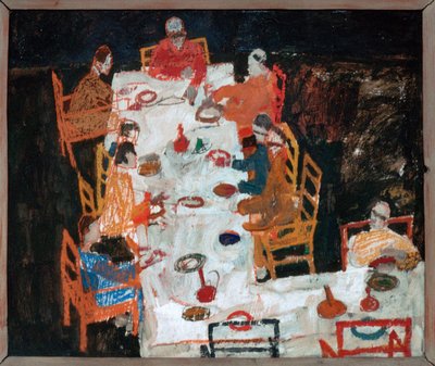 Skitse til et gruppeportræt (olie  gouache) af Egon Schiele