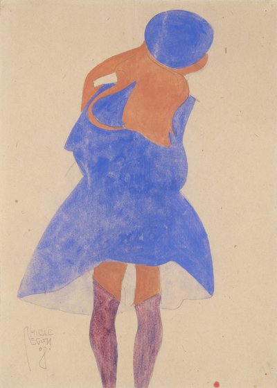 Stående pige, set bagfra, 1908. af Egon Schiele