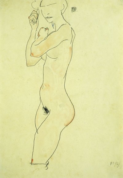 Stående nøgen; Stående nøgen, 1913 af Egon Schiele