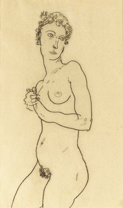 Stående nøgen, 1918 af Egon Schiele