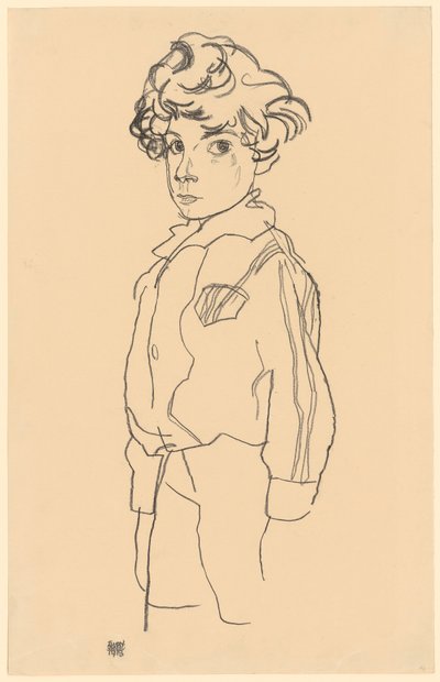 Stående dreng af Egon Schiele