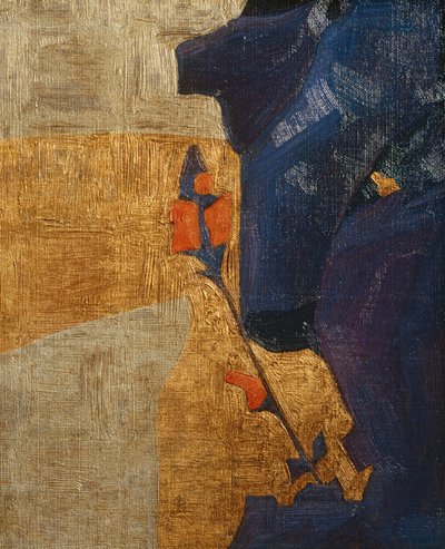 Stiliseret blomst mod en dekorativ baggrund ... (bronze) af Egon Schiele