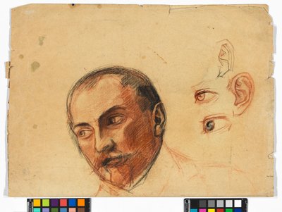Studienblatt (Kopf, Augen, Ohren) af Egon Schiele