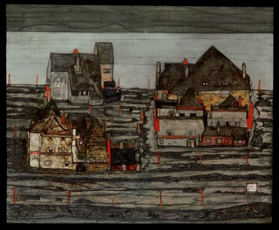 Suburb I (maleri på lærred) af Egon Schiele