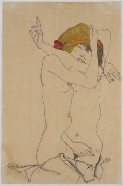 To kvinder omfavner, 1913. af Egon Schiele