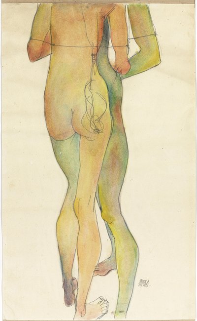 To stående nøgenbilleder af Egon Schiele