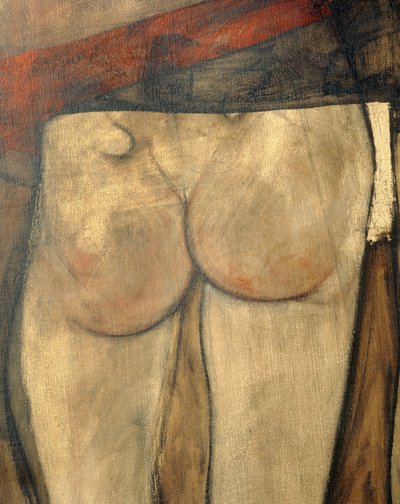Kvindelig nøgen med skuldertørklæde, fragment ... (olie på lærred) af Egon Schiele