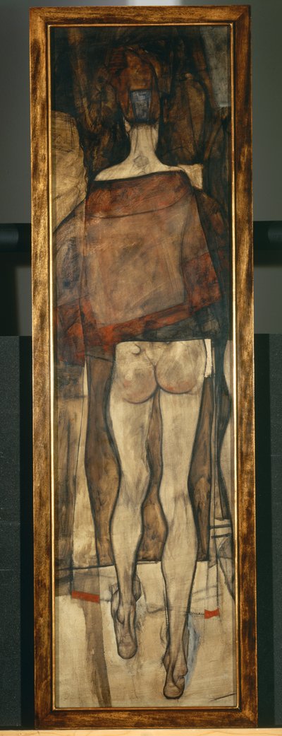 Nøgen kvinde med sjal, fragment, Nøgen kvinde med sjal, fragment1913 ... (olie på lærred) af Egon Schiele