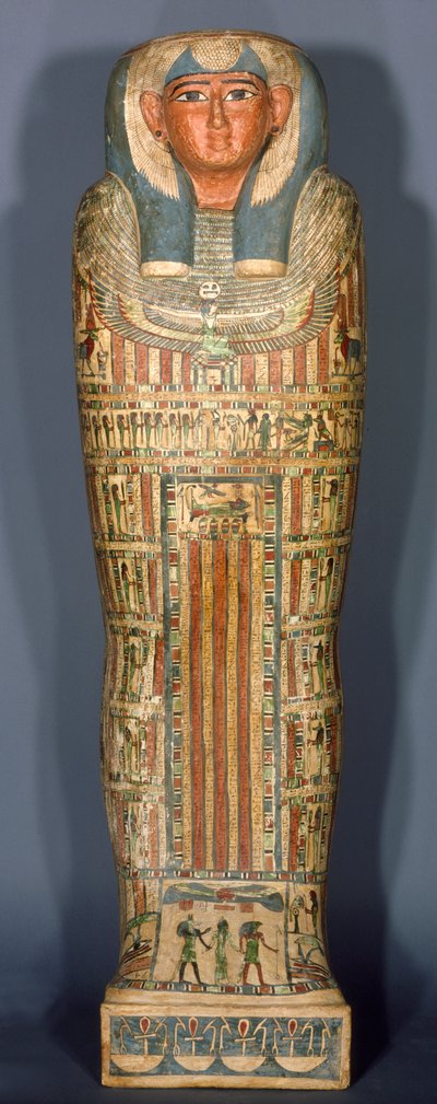 Djedmuts indre kiste, 26.-25. dynasti, sen periode, ca. 715-525 f.Kr. (træ med linned, gesso og maling) af Egyptian