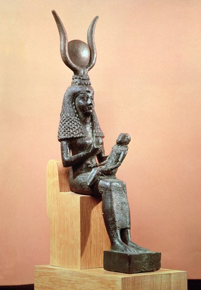 Isis dier spædbarnet Horus (bronze) af Egyptian