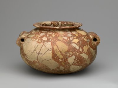 Krukke med rørformede håndtag, ca. 3600-3000 f.Kr. (breccia) af Egyptian