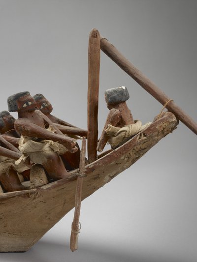 Model af gravskib, fra Beni Hasan, sandsynligvis fra Mellemste Rige, ca. 2060-1786, mixed media detalje af 107032 af Egyptian