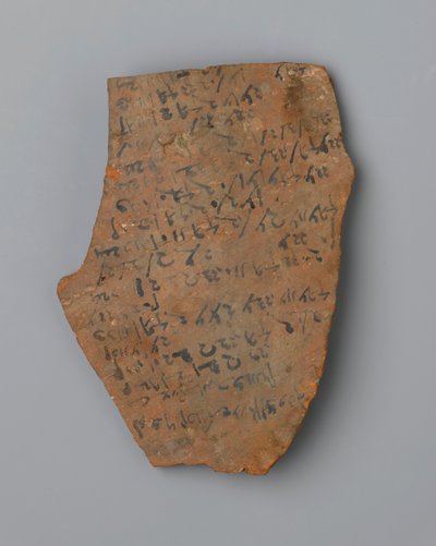 Ostrakon liste over tidspunkter for belysning, muligvis fra Elephantine (terracotta) af Egyptian