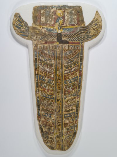Malet mumiebetræk (forklæde), 305-30 f.Kr. (linned, gesso, maling og forgyldning) af Egyptian