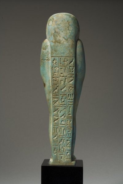 Set bagfra af en ushabti-figur for Hor-Khebi, sendynastisk periode, slutningen af 25.-begyndelsen af 26. dynasti, ca. 700-600 f.Kr. (fajance) (se 270353 for forside) af Egyptian