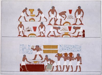 Værksted for Rothennou-guldstifterne - faksimile af freskoerne i Karnak-templet, i "History of Egyptian Art"" af Prisse d