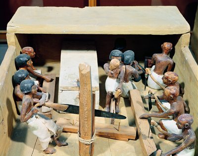 Begravelsesmodel af et snedkerværksted fra Meketres grav, De adeliges dal, Mellemriget, ca. 2000 f.Kr. (malet træ) af Egyptian 11th Dynasty