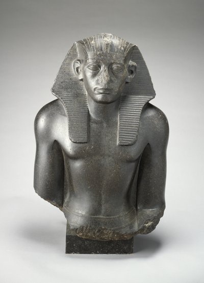Mandshoved og torso af en siddende statue af kong Sesostris III? af Egypten af Egyptian 13th Dynasty