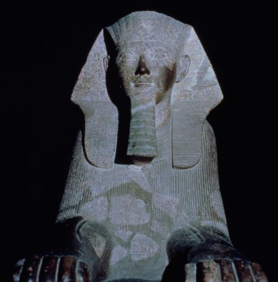 En sfinks fra dronning Hatshepsut, fra Hatshepsuts mortuary-templet, New Kingdom (granit) af Egyptian 18th Dynasty