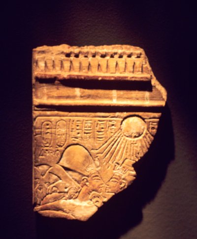 Akhenaten & Nefertiti relieffragment af Egyptian 18th Dynasty