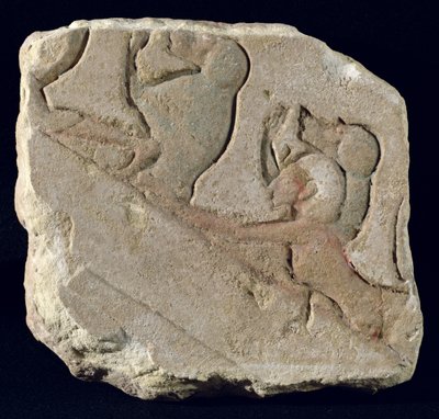 Amenophis IV (Akhenaten) med bavianer, New Kingdom (malet sten) af Egyptian 18th Dynasty
