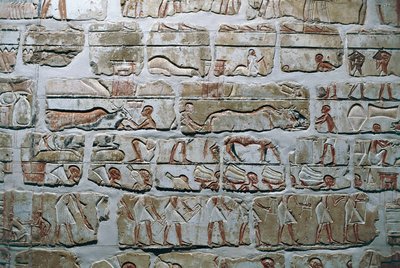 Egypten, Theben, Luzor, Karnak-templerne, Talatat-muren fra Amenhotep IV