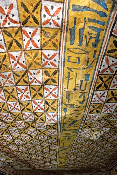 Egyptisk antikvitet: loft dekoreret med geometriske motiver, Tomb of Roy (TT255). 18. dynasti. Fra Vestbredden af Luxor, Egypten af Egyptian 18th Dynasty
