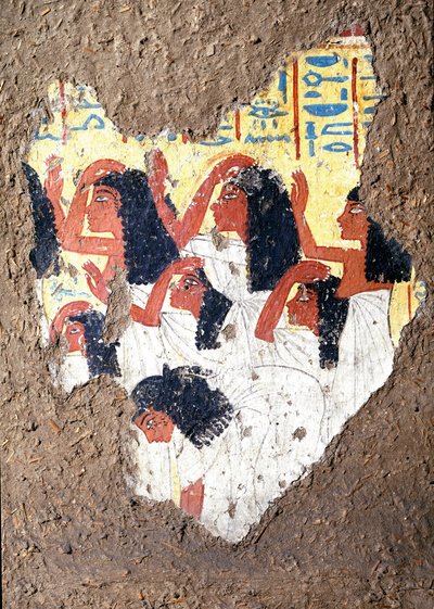 Ægyptisk antikvitet: fresko af graven til maleren Maia, en gruppe grædende. 18. dynasti. Fra kapellet i Maia, Deir el-Medineh (el Medineh), New Empire Dim. 67 cm Torino, Egyptisk Museum af Egyptian 18th Dynasty