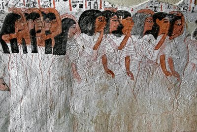 Egyptisk antikvit: Procession af grædende. Maleri af Roy