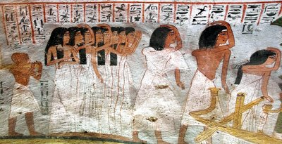 Egyptian antiquite: procession of weeping. Painting of the Tomb of Roydani af Egyptian 18th Dynasty